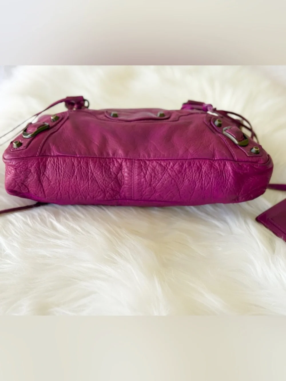 BALENCIAGA CITY BAG FIRST BAG 2005 CHÈVRE LEATHER PURPLE VINTAGE W/MIRROR - Picture 7 of 16